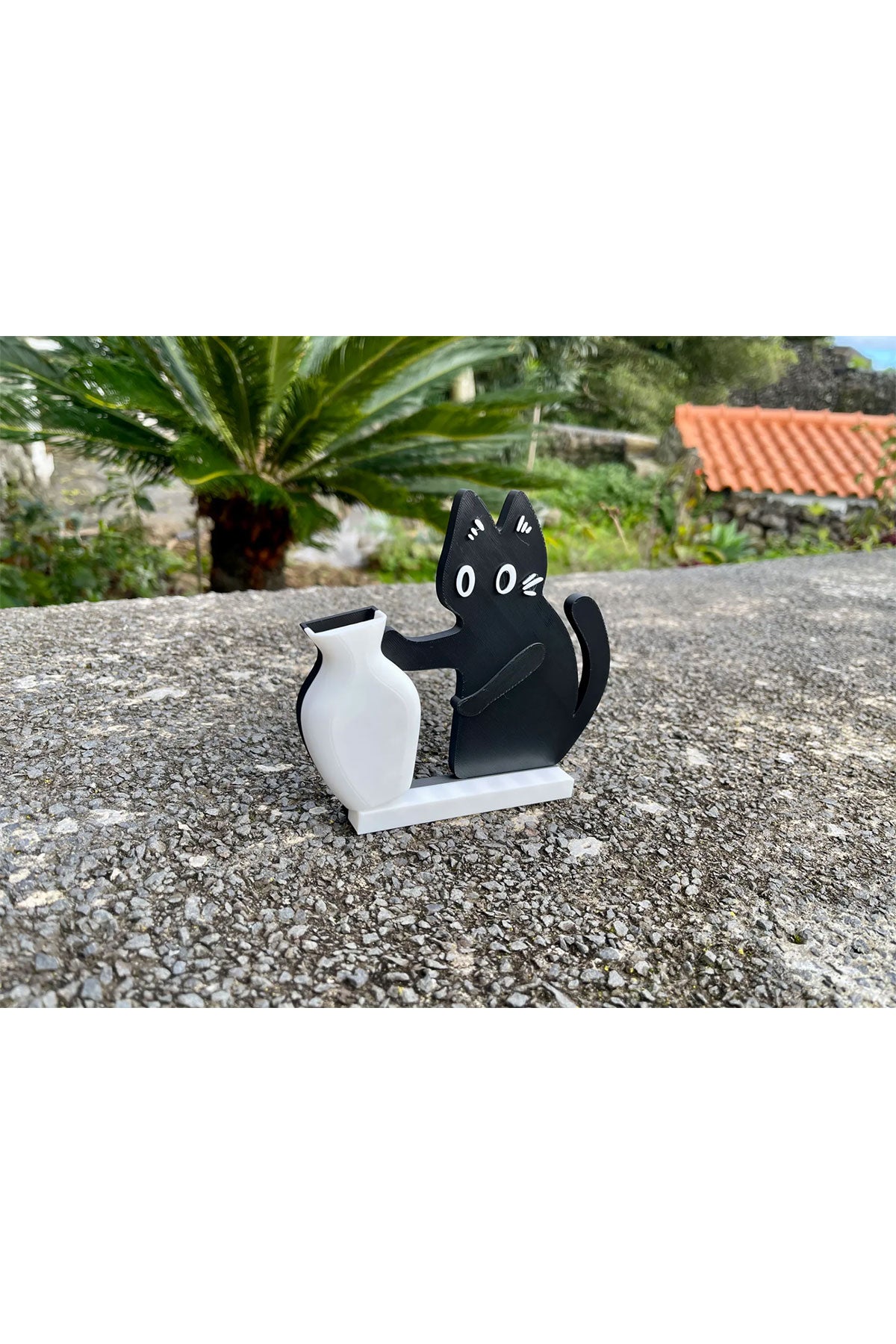Kedi Dekorlu Şık Vazo