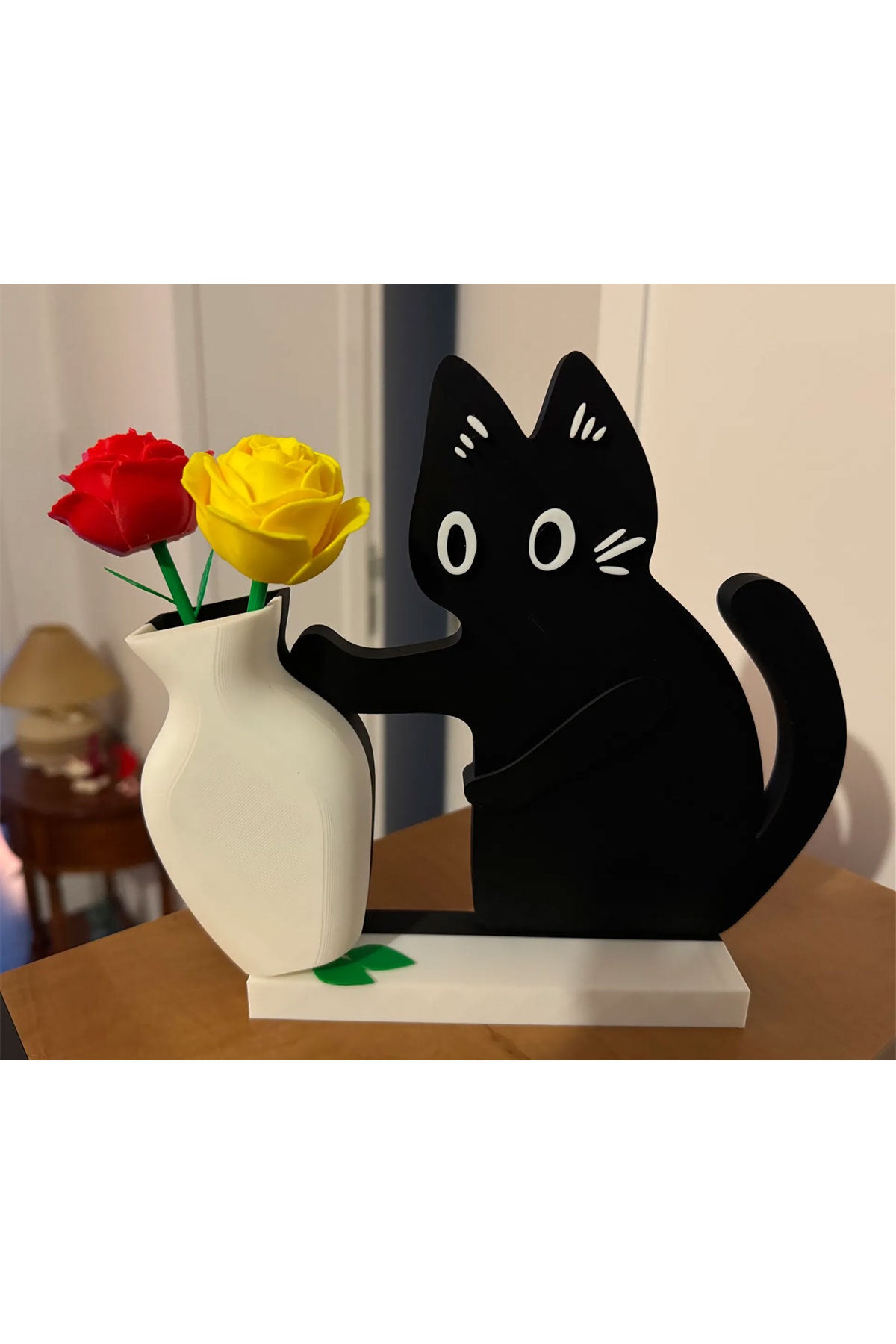 Kedi Dekorlu Şık Vazo