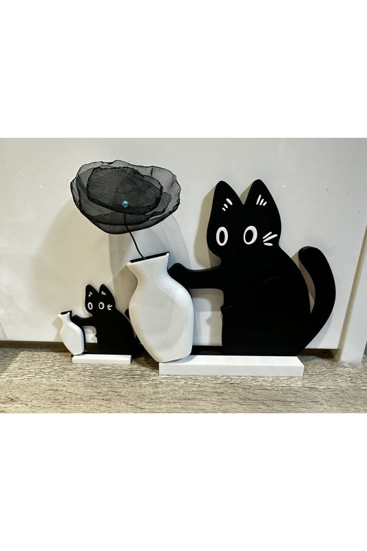 Kedi Dekorlu Şık Vazo
