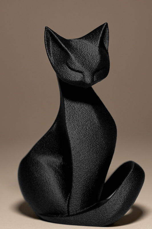Siyah Minimalist Kedi Figürü – Modern Dekoratif Obje
