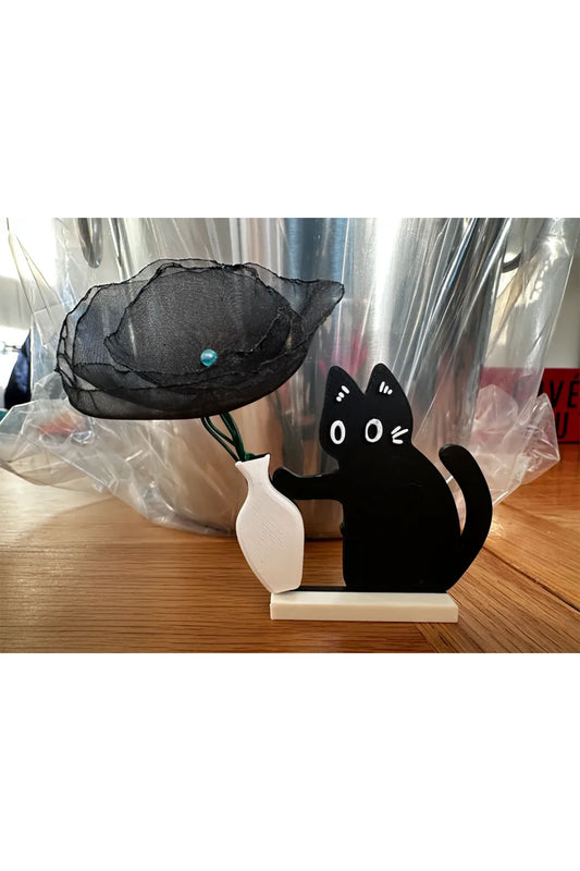 Kedi Dekorlu Şık Vazo